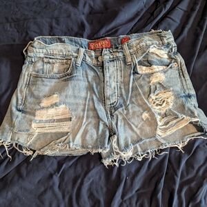 Distressed Light Blue Denim Women's Shorts
